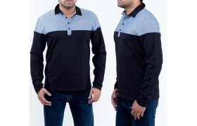 Men's Polo Fabric-CTN.Lycra, S.J, Contarst Fabric-100% CTN, Chambre Denim